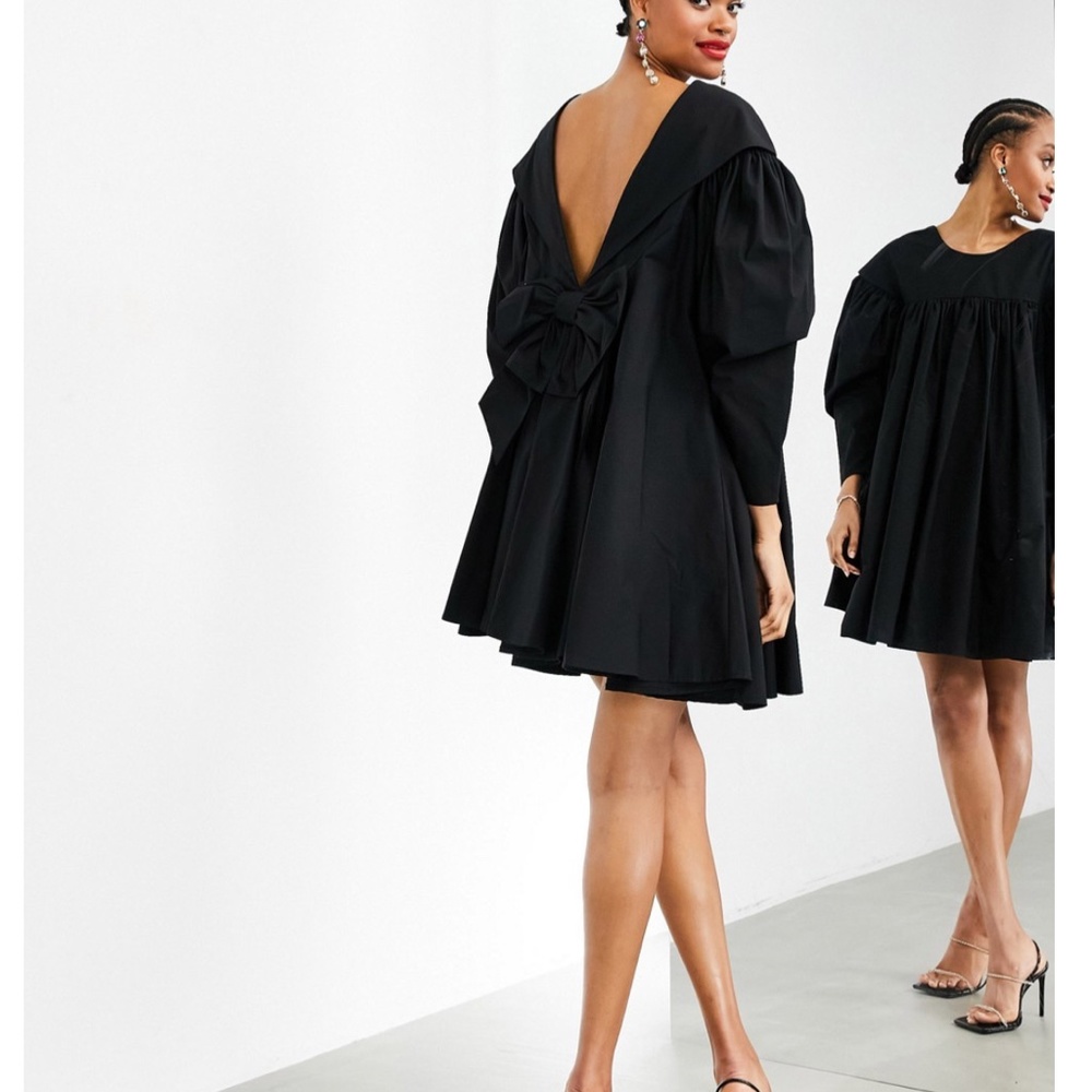 ASOS EDITION oversized bow V-back smock dress